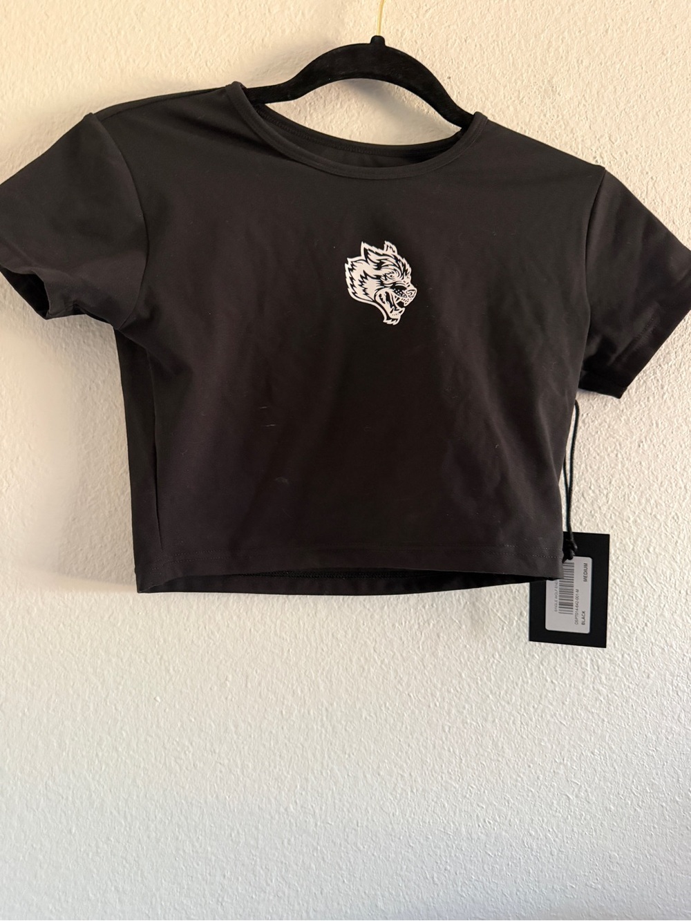 Darc Sport Wolf Cropped Baby Tee Black Athletic Athleisure